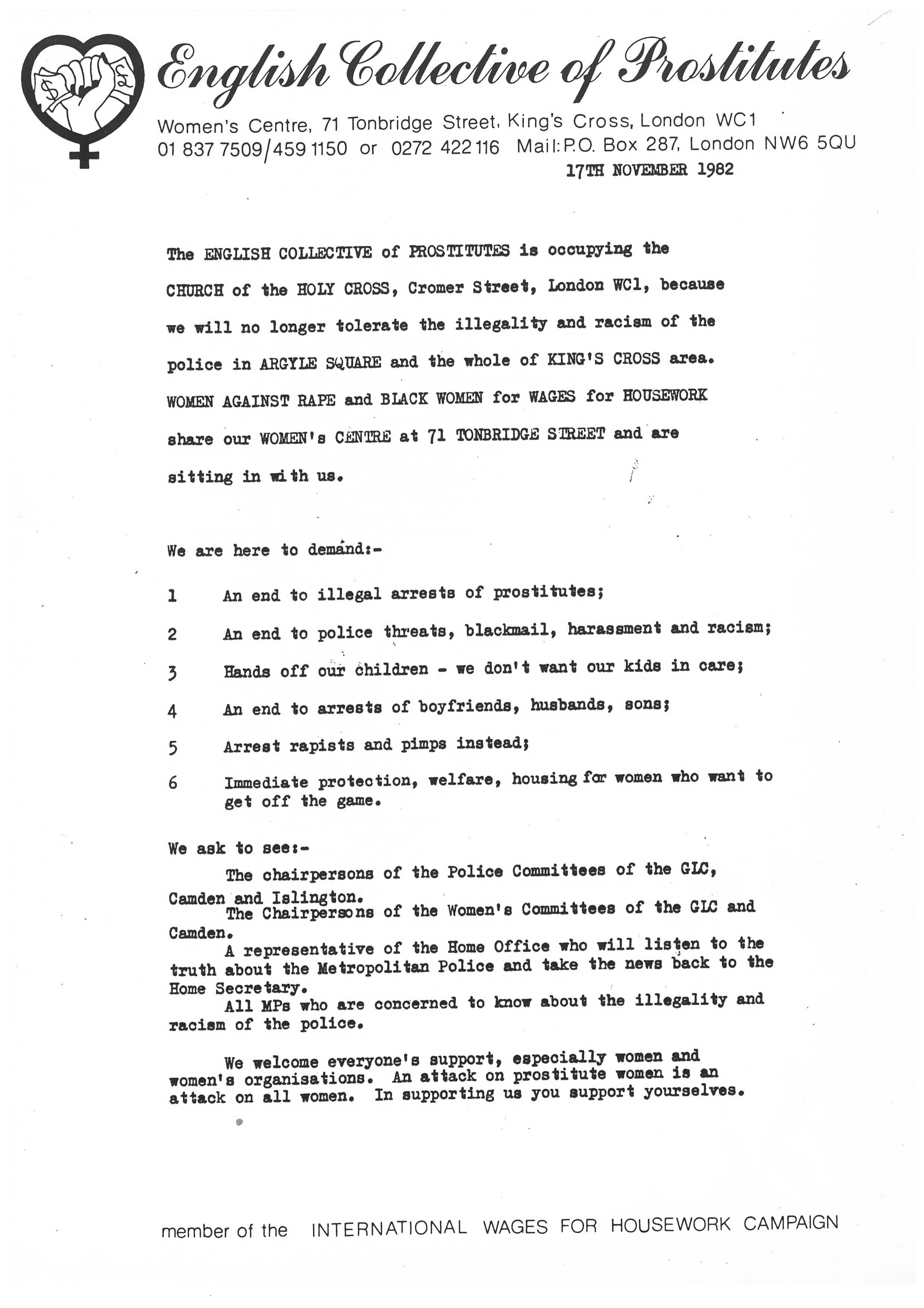 ECP Occupation statement 17 Nov 1982