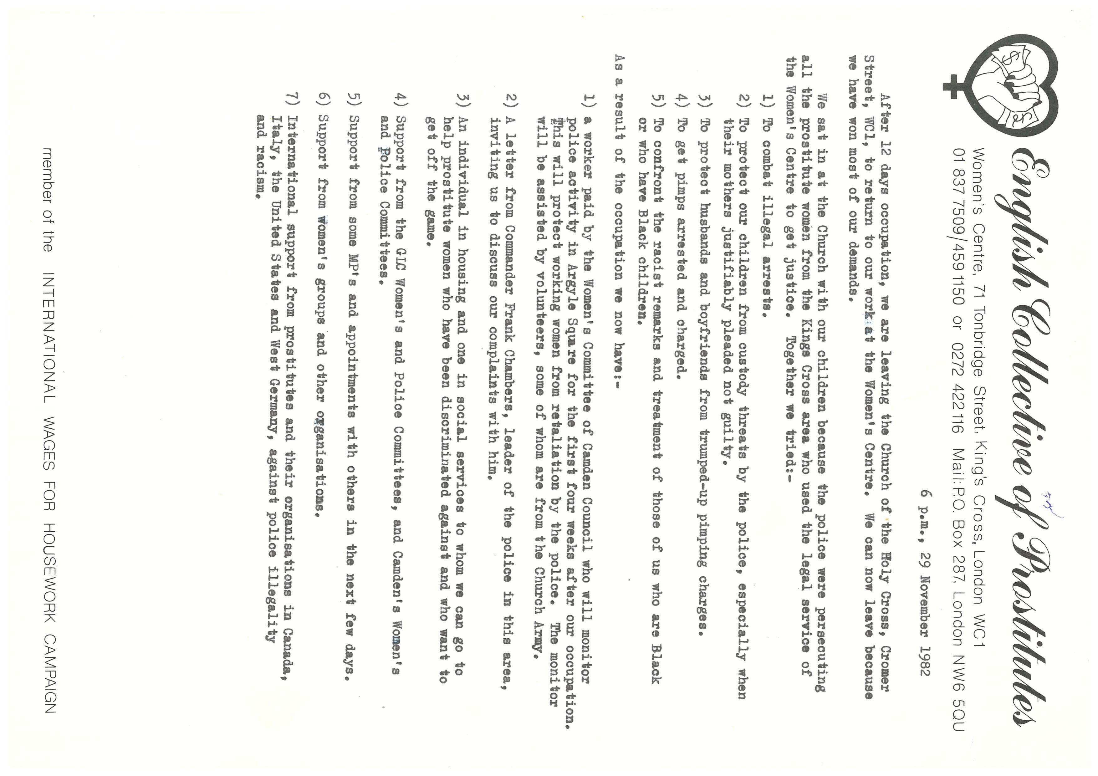 ECP Occupation statement 29 Nov 1982